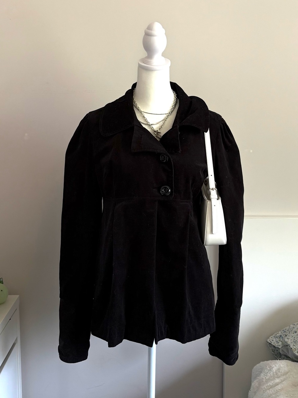 Kensie Girl Black Button-Front Velvet Blazer